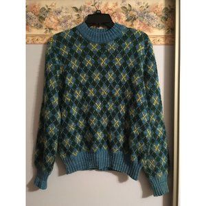 OKE Vintage Medium Italy Mohair Colorful Knit Classic Prep Collection Sweater